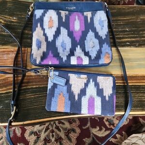Coach Women's Blue and Purple Patterned Crossbody Bag Set
